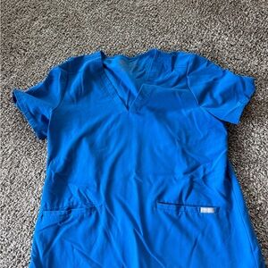 Figs Royal Blue V-Neck Scrub Top